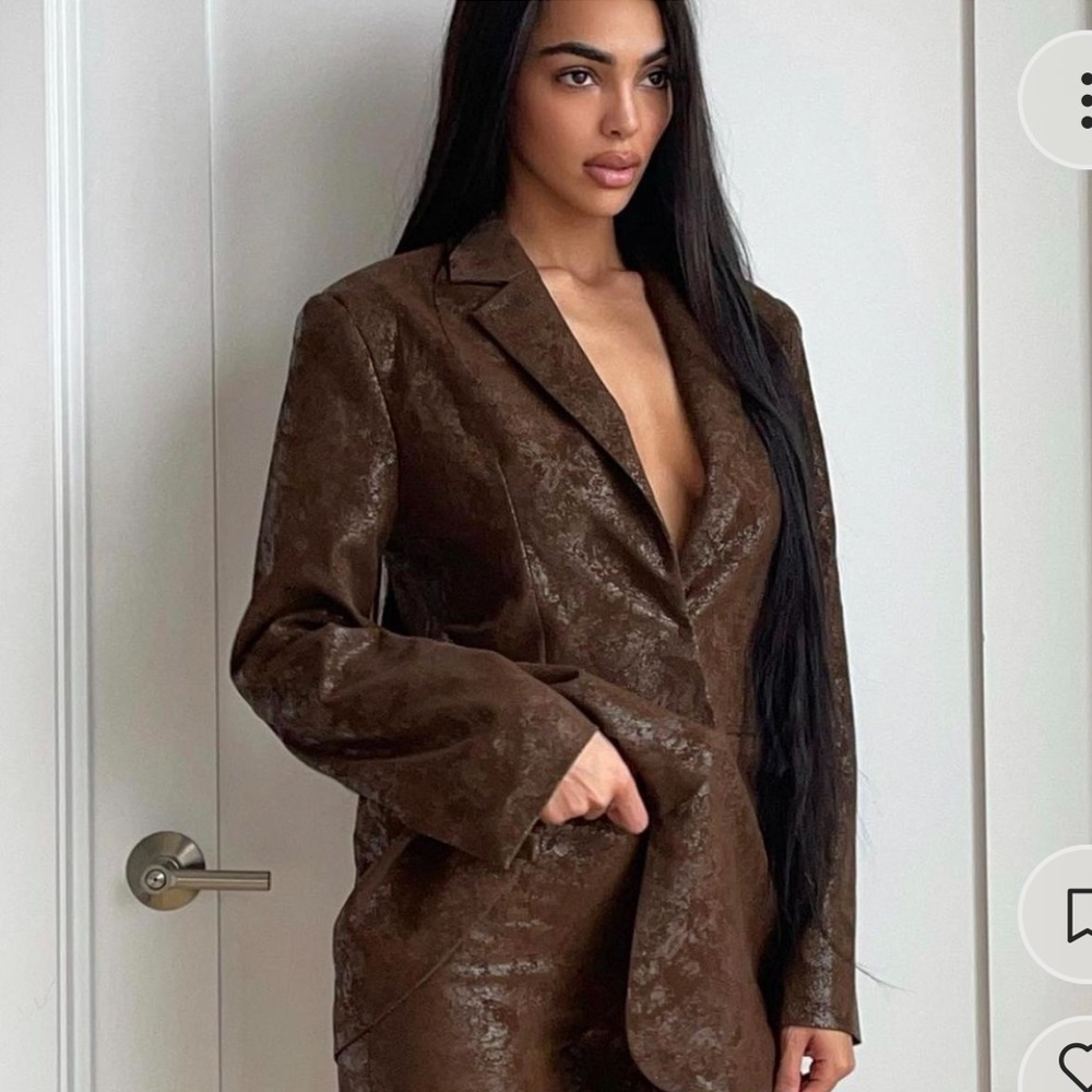 Jaded London brown vegan leather suit set